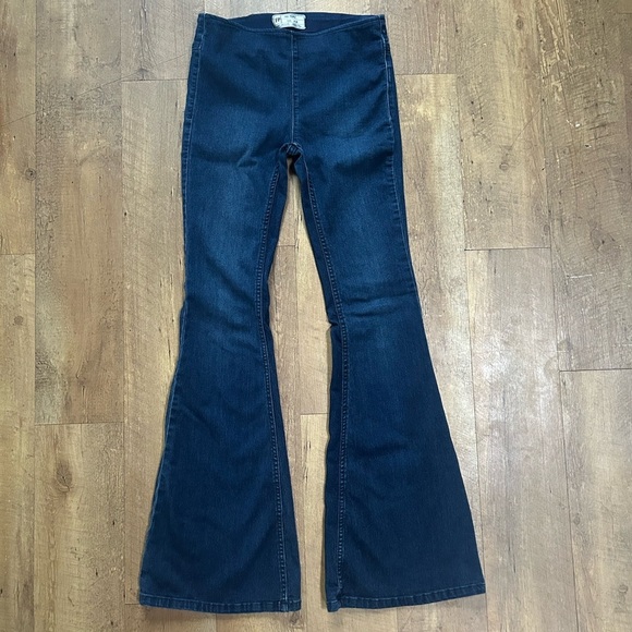Free People Denim - Free People Flare Jeans Dark Wash High Rise Boho Retro Size 26